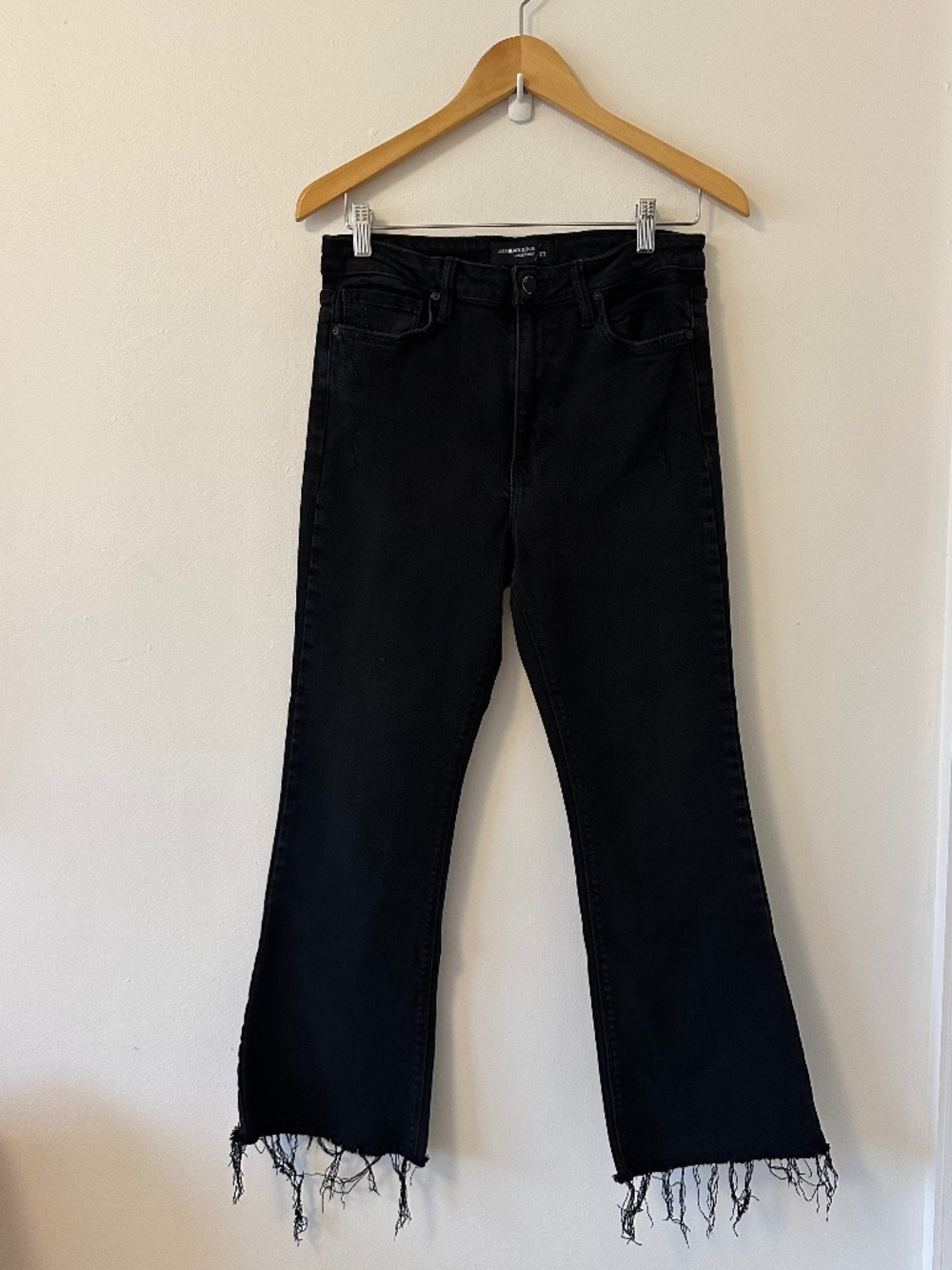 Just Black Denim Kick Flare Black Raw Hem Jeans | Size 31
